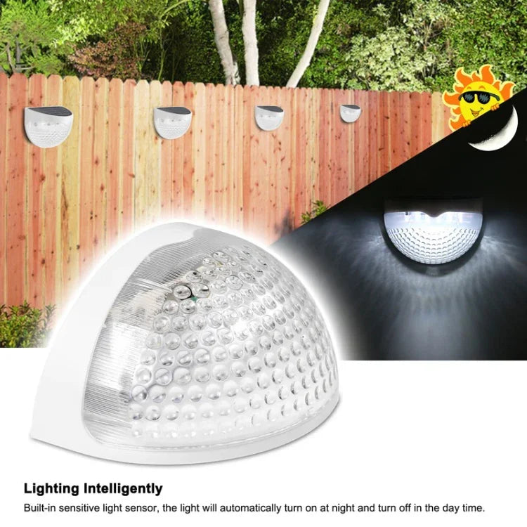 Semi-circular IP55 Waterproof Solar Light Control Fence Light Garden Lamp, Warm White, White Light