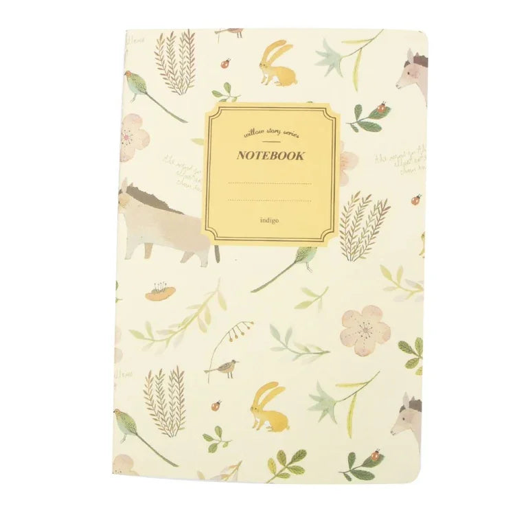 G12G108 Kawaii Cute Nature Flowers Birds Animal Notebook Painting Diary Book Journal Record Office School Supplies, Random Color Delivery, G12G108