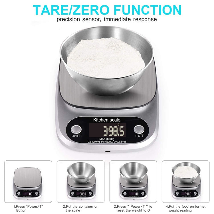 Kitchen Stainless Steel LCD  Electronic Scale, 10kg / 1g