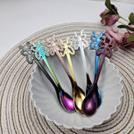 Multicolor Stainless Steel Butterfly Coffee Spoon Fruit Cold Drink Ice Cream Dessert Tea Spoon, Silver, Gold, Rose Gold, Rainbow, Black, Purple