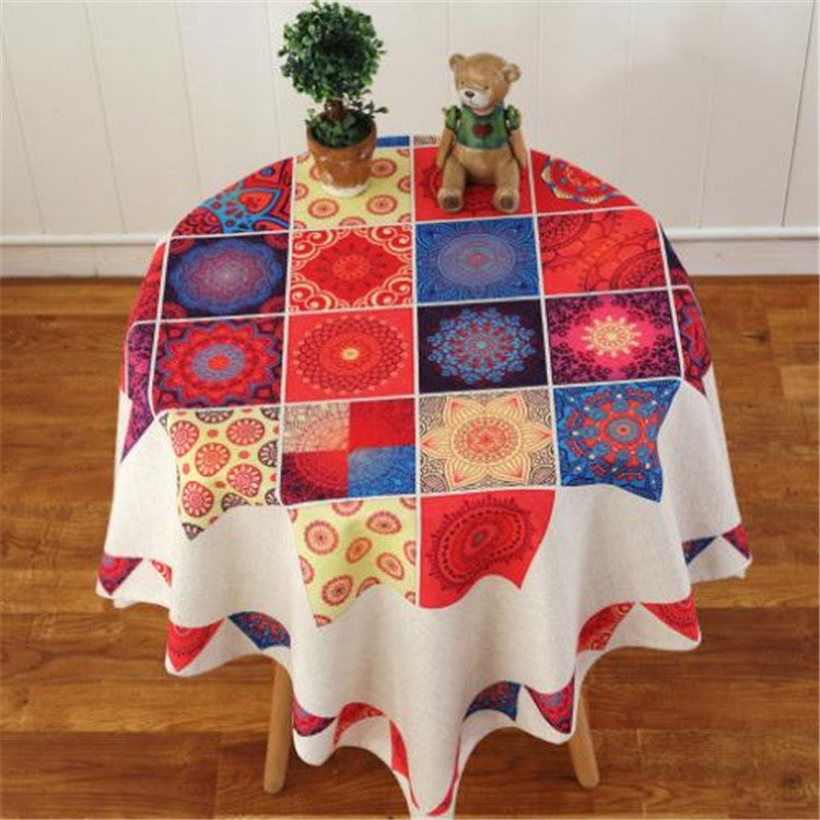 Retro Pattern Linen Table Cloth For Dinner Home Decor Dustproof Table Cover, 85x85cm, 110x110cm, 110x160cm, 130x180cm