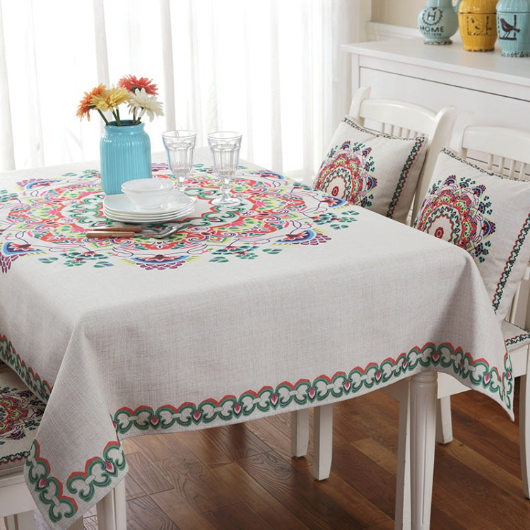 Retro Pattern Linen Table Cloth For Dinner Home Decor Dustproof Table Cover, 85x85cm, 110x110cm, 110x160cm, 130x180cm