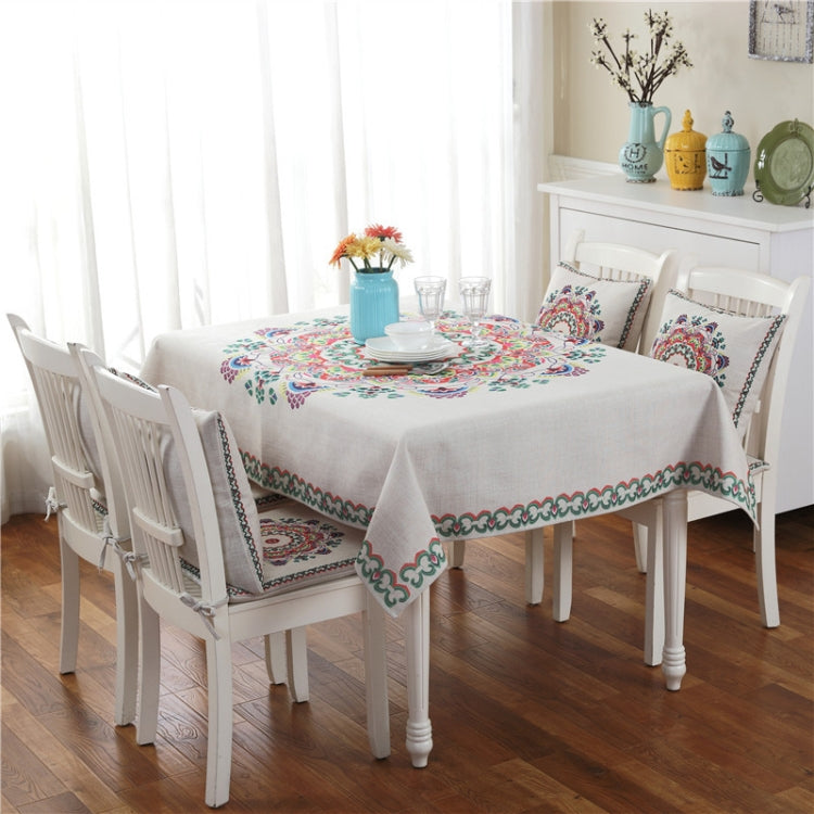 Retro Pattern Linen Table Cloth For Dinner Home Decor Dustproof Table Cover, 140x140cm, 140x200cm