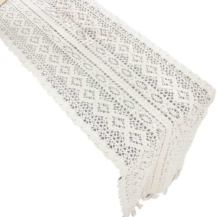 Tassel Lace Floral Romance Retro Crochet Hollow Cotton Blend Table Runner Covers, 24x160cm, 24x180cm, 24x200cm, 24x220cm, 24x240cm, 24x140cm