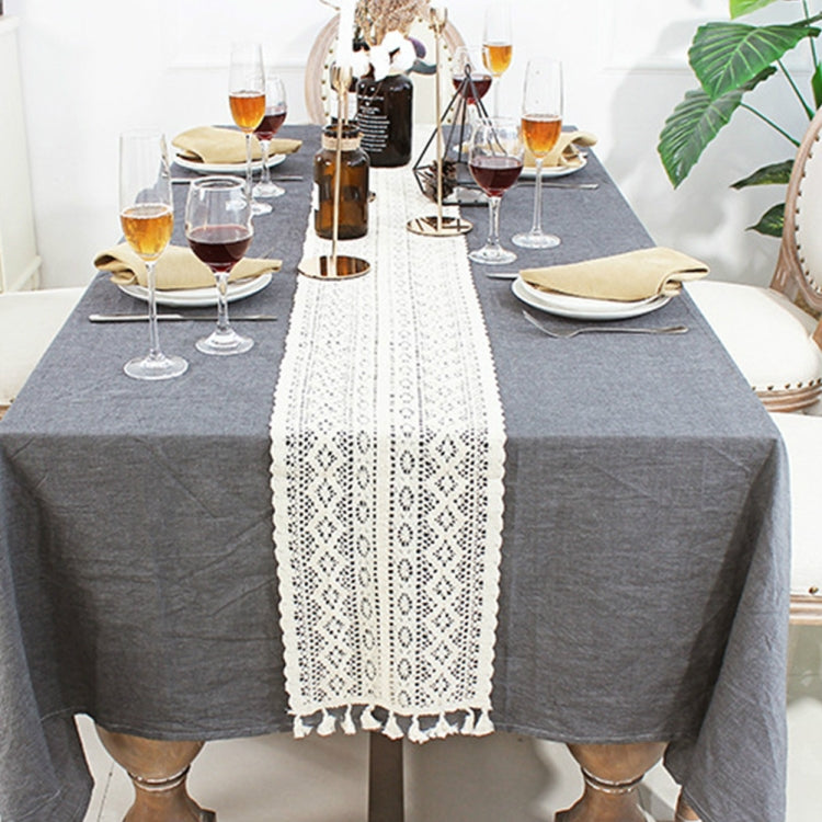 Tassel Lace Floral Romance Retro Crochet Hollow Cotton Blend Table Runner Covers, 24x160cm, 24x180cm, 24x200cm, 24x220cm, 24x240cm, 24x140cm