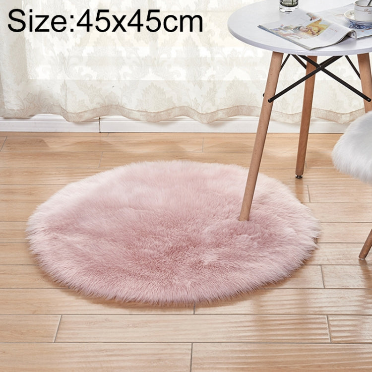Long Plush Round Carpet Living Room Decoration Imitation Wool Carpet Mat, 45x45cm, 60x60cm
