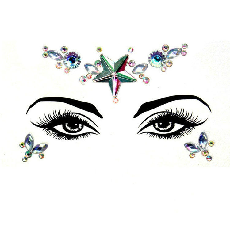 3 PCS  Forehead Green Masquerade Makeup Acrylic Face Sticker, YT-46, YT-47, YT-48, YT-49, YT-50, YT-51, YT-52, YT-53-01, YT-53-02, YT-54, YT-55, YT-56, YT-57, YT-59, YT-60, YT-61, YT-65, YT-66, YT-67, YT-68, YT-69