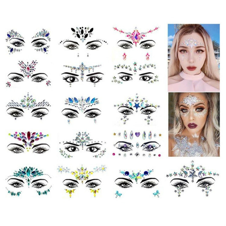 3 PCS  Forehead Green Masquerade Makeup Acrylic Face Sticker, YT-46, YT-47, YT-48, YT-49, YT-50, YT-51, YT-52, YT-53-01, YT-53-02, YT-54, YT-55, YT-56, YT-57, YT-59, YT-60, YT-61, YT-65, YT-66, YT-67, YT-68, YT-69