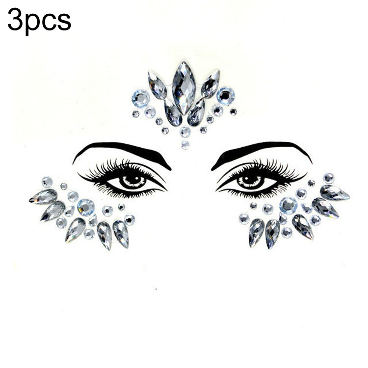 3 PCS  Forehead Green Masquerade Makeup Acrylic Face Sticker, YT-46, YT-47, YT-48, YT-49, YT-50, YT-51, YT-52, YT-53-01, YT-53-02, YT-54, YT-55, YT-56, YT-57, YT-59, YT-60, YT-61, YT-65, YT-66, YT-67, YT-68, YT-69