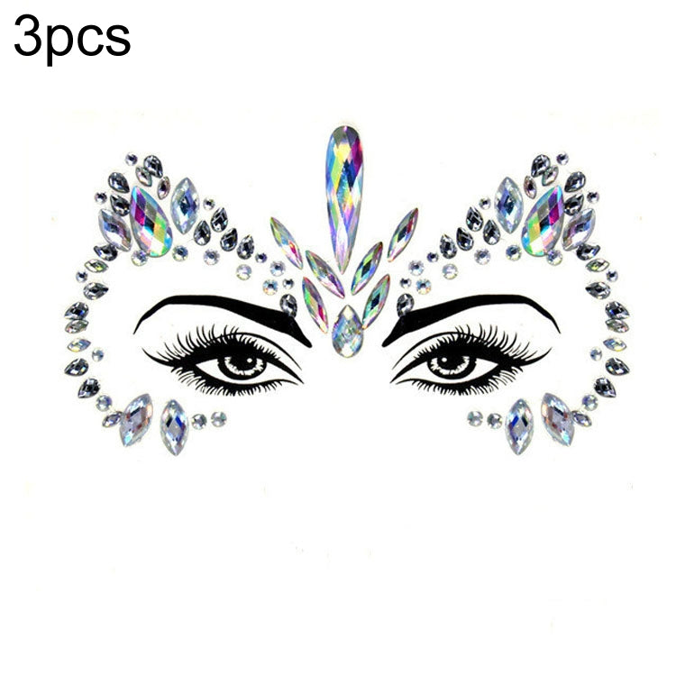 3 PCS  Forehead Green Masquerade Makeup Acrylic Face Sticker, YT-46, YT-47, YT-48, YT-49, YT-50, YT-51, YT-52, YT-53-01, YT-53-02, YT-54, YT-55, YT-56, YT-57, YT-59, YT-60, YT-61, YT-65, YT-66, YT-67, YT-68, YT-69