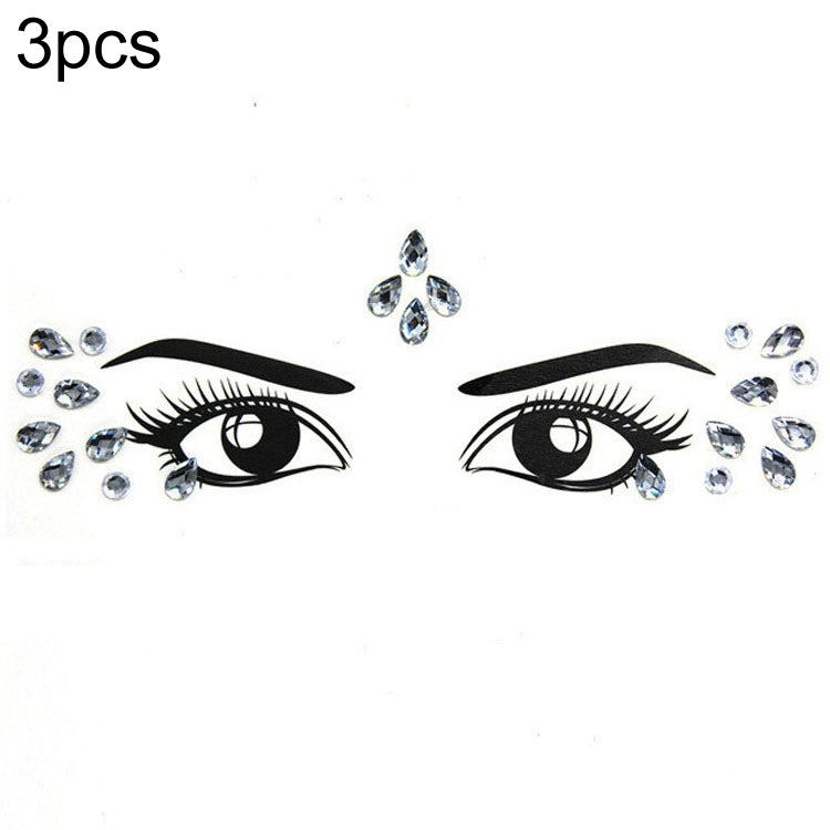 3 PCS  Forehead Green Masquerade Makeup Acrylic Face Sticker, YT-46, YT-47, YT-48, YT-49, YT-50, YT-51, YT-52, YT-53-01, YT-53-02, YT-54, YT-55, YT-56, YT-57, YT-59, YT-60, YT-61, YT-65, YT-66, YT-67, YT-68, YT-69