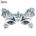 3 PCS  Forehead Green Masquerade Makeup Acrylic Face Sticker, YT-46, YT-47, YT-48, YT-49, YT-50, YT-51, YT-52, YT-53-01, YT-53-02, YT-54, YT-55, YT-56, YT-57, YT-59, YT-60, YT-61, YT-65, YT-66, YT-67, YT-68, YT-69