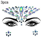 3 PCS  Forehead Green Masquerade Makeup Acrylic Face Sticker, YT-46, YT-47, YT-48, YT-49, YT-50, YT-51, YT-52, YT-53-01, YT-53-02, YT-54, YT-55, YT-56, YT-57, YT-59, YT-60, YT-61, YT-65, YT-66, YT-67, YT-68, YT-69