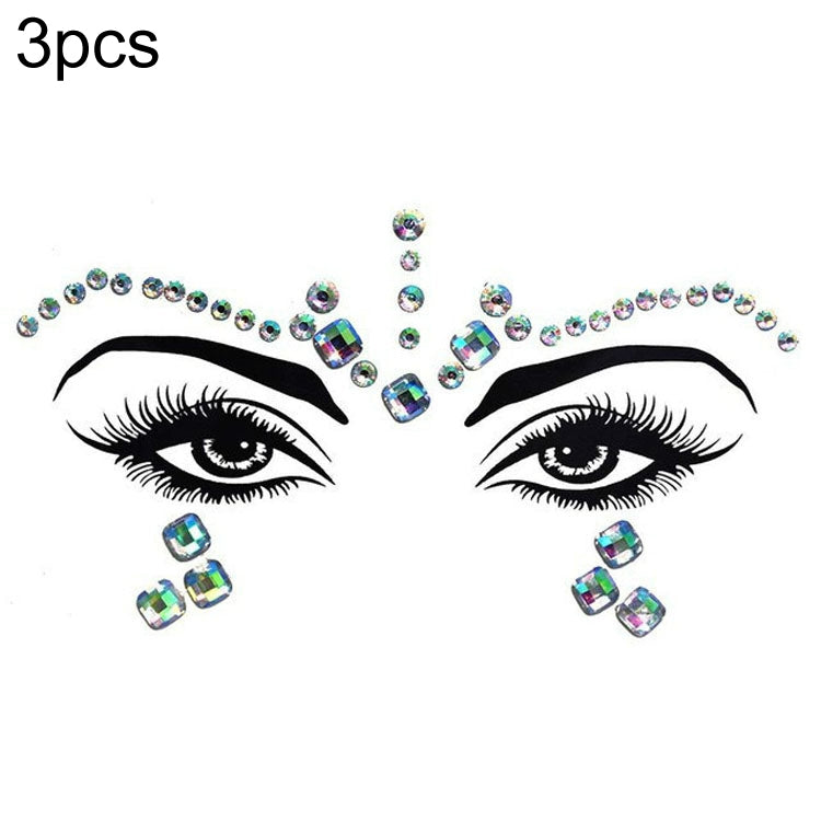 3 PCS  Forehead Green Masquerade Makeup Acrylic Face Sticker, YT-46, YT-47, YT-48, YT-49, YT-50, YT-51, YT-52, YT-53-01, YT-53-02, YT-54, YT-55, YT-56, YT-57, YT-59, YT-60, YT-61, YT-65, YT-66, YT-67, YT-68, YT-69