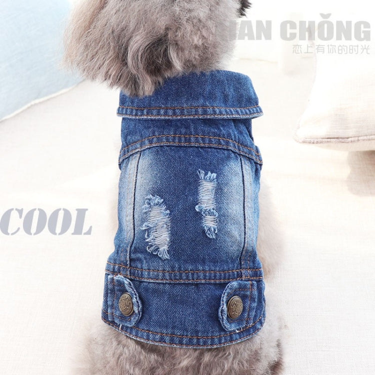 Retro Personality Denim Small Vest Pet Dog Clothes Pet Jacket, M, L, XL, XS