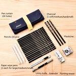 27 In 1 Sketch Pencil Set Painting Tools Art Supplies For Students, 27 In 1