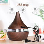 ناشر عطر كهربائي USB بسعة 300 مل، مرطب هواء بالموجات فوق الصوتية من الخشب، معطر جو بزيوت عطرية، صانع رذاذ بارد