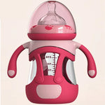 High Borosilicate Glass Baby Bottle with Silicone Sleeve, 240ml