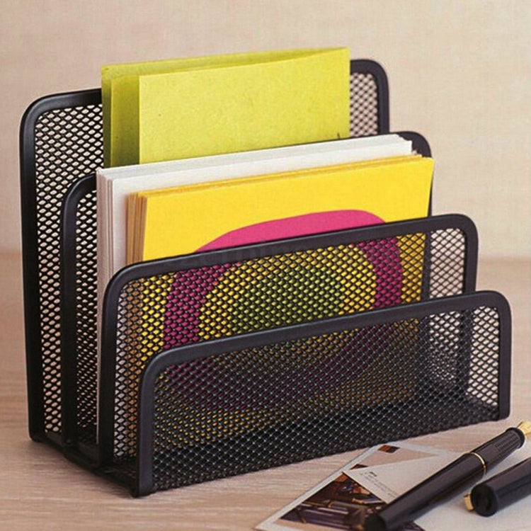 Mesh Letter Sorter Mail Document Tray Black Desk Office File Storage Rack, Mesh Letter Sorter