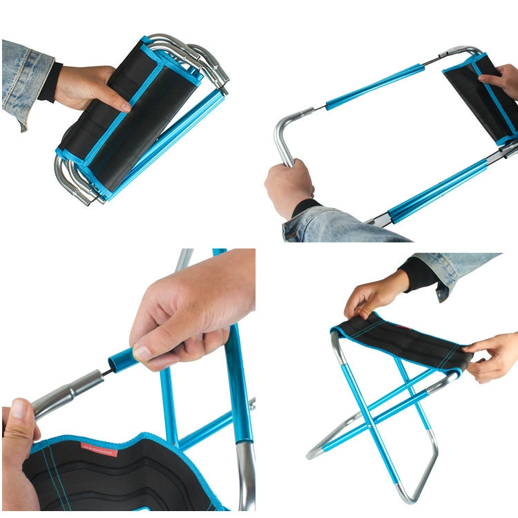 CLS Large 7075 Aluminum Alloy Outdoor Folding Stool Portable BBQ Fishing Folding Chair, Size: 30x25x31cm, CLS Large 7075(Red), CLS Large 7075(Blue), CLS Large 7075(Black)