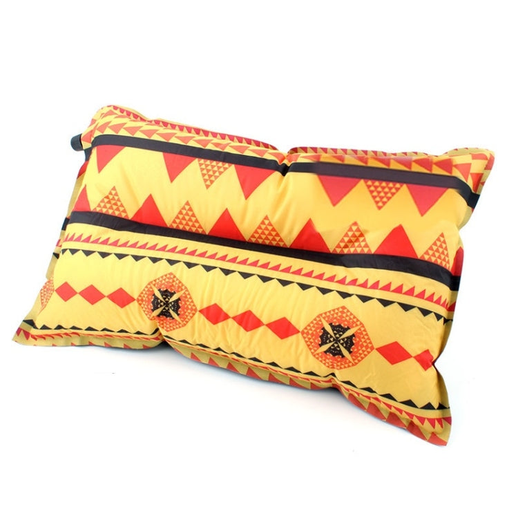 Portable Ethnic Style Automatic Inflatable Pillows Outdoor Camping Tent Camping Equipment Car Travel Pillows, Navy Blue Stripes, Orange Stripes, Red Yellow Printing, Gray Blue Print