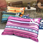 Portable Ethnic Style Automatic Inflatable Pillows Outdoor Camping Tent Camping Equipment Car Travel Pillows, Navy Blue Stripes, Orange Stripes, Red Yellow Printing, Gray Blue Print