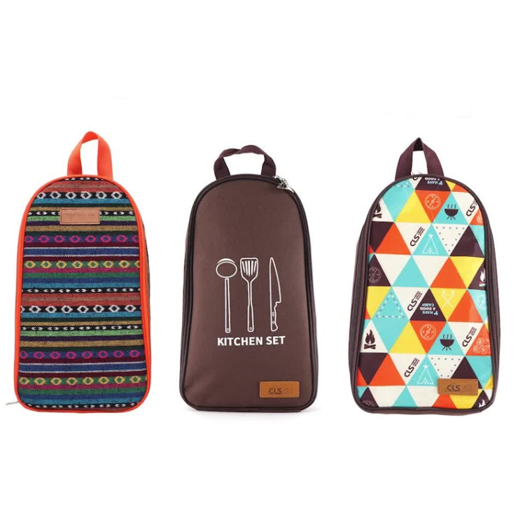 CLS 7-In-1 Outdoor 201 Stainless Steel Cookware Set Picnic Kitchenware Portable Handbag Picnic Bag, 7 in 1 Coffee, 7 in 1 Triangle Pattern