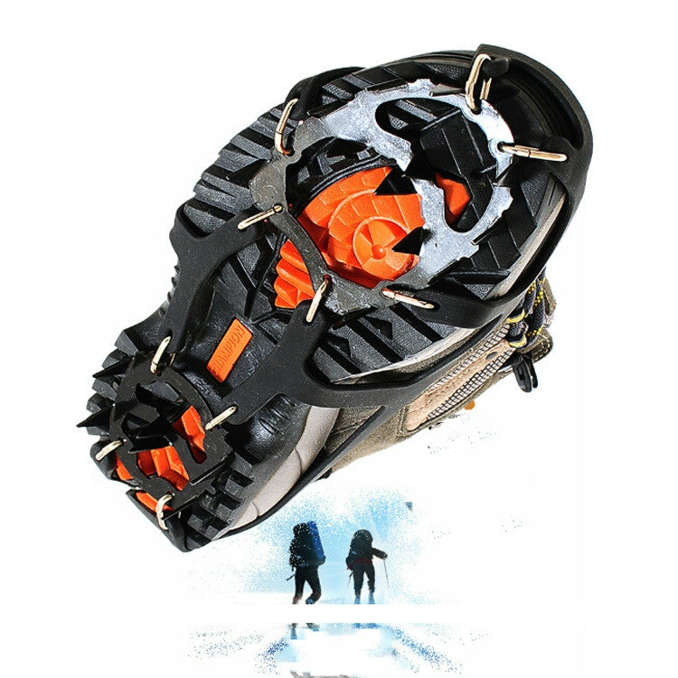 18 Teeth Silica Gel Steel Claw Ice Climbing on Foot Non-slip Mountaineering Foot Cover, One Pair, M (3742), L (4346)