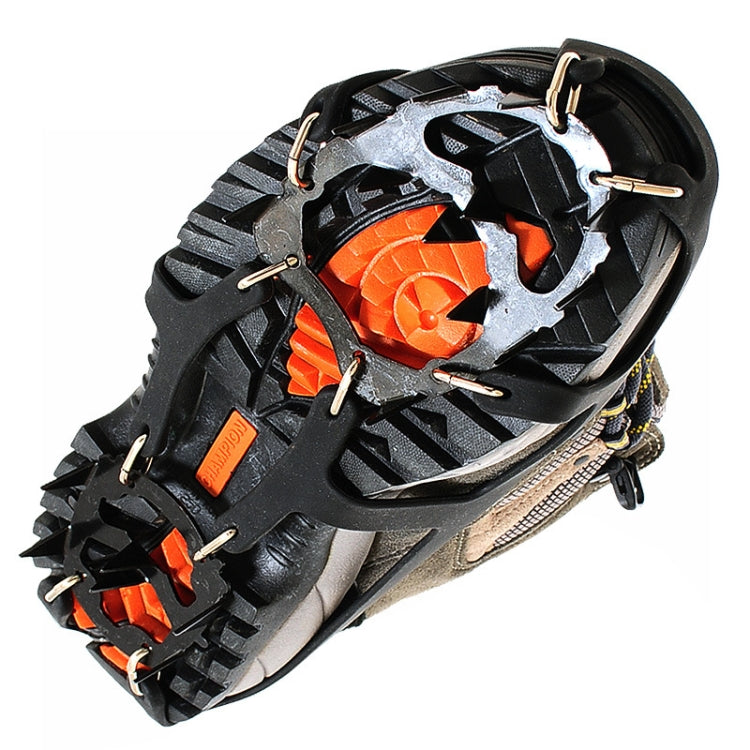 18 Teeth Silica Gel Steel Claw Ice Climbing on Foot Non-slip Mountaineering Foot Cover, One Pair, M (3742), L (4346)