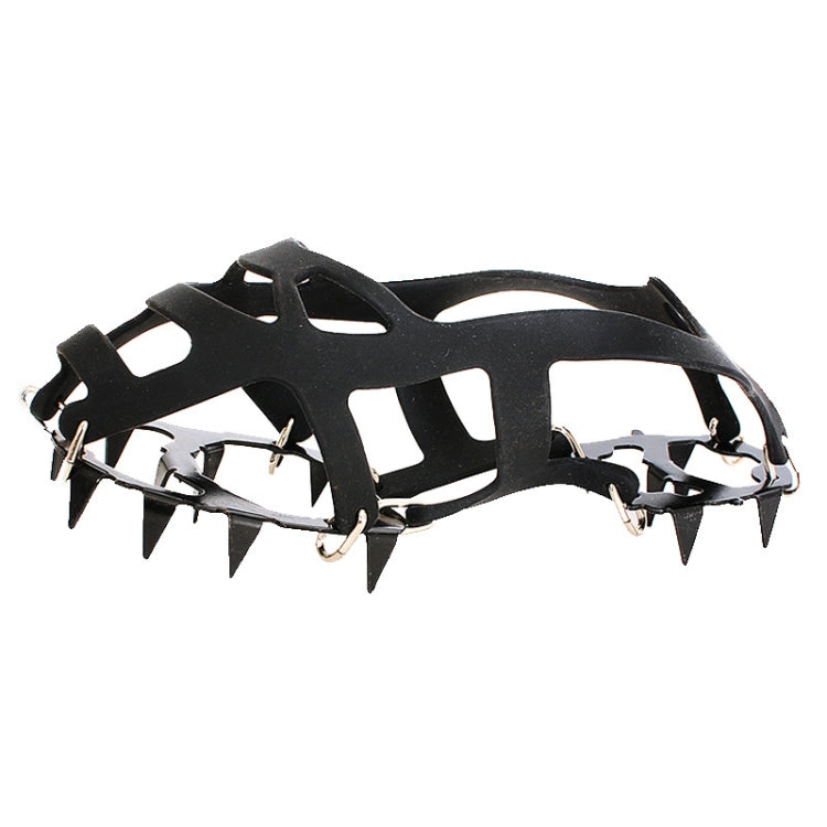 18 Teeth Silica Gel Steel Claw Ice Climbing on Foot Non-slip Mountaineering Foot Cover, One Pair, M (3742), L (4346)