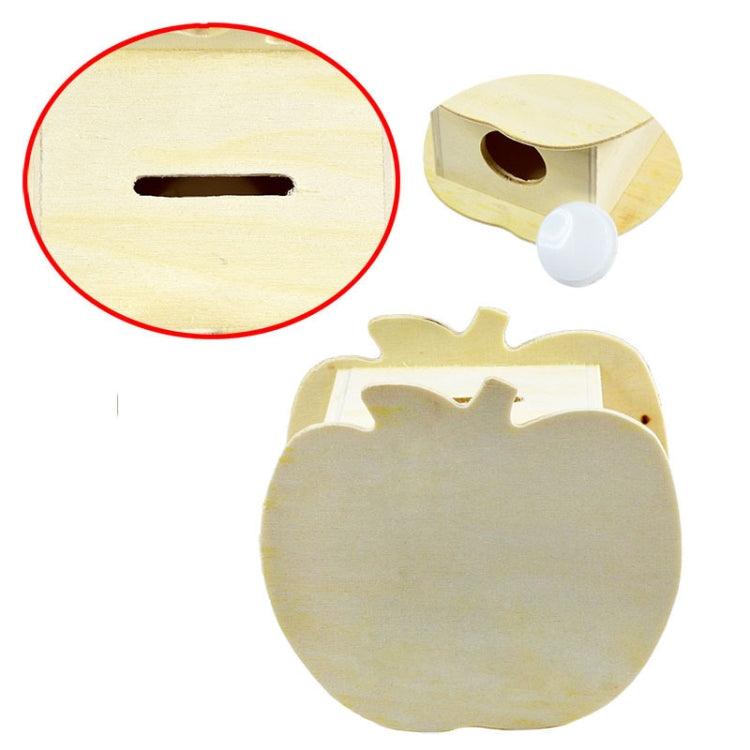 Lovely Creative Child DIY Wooden Apple Hand Painted Piggy Bank, 10x5.6x9.5cm
