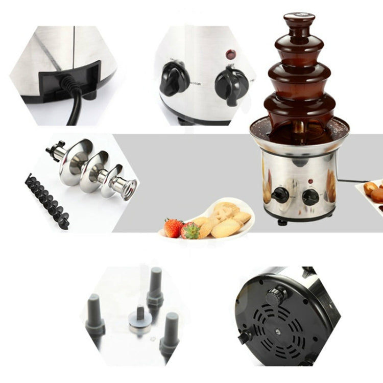 4 Layers Electrical Chocolate Fountain Chocolate Melt Fondue Waterfall Machine, 4 Tiers