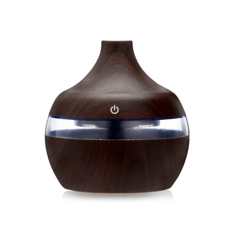 منقي هواء معطر USB بحجم 300 مل على شكل قطرة ماء بنقشة حبيبات الخشب، خشب عميق