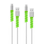 4pcs Spiral Style Silicone Data Cable Protective Cover Anti-wire Break Winder
