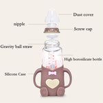 Baby Silicone Glass Bottles Drop-proof and Flatulence-proof Glass Baby Bottle