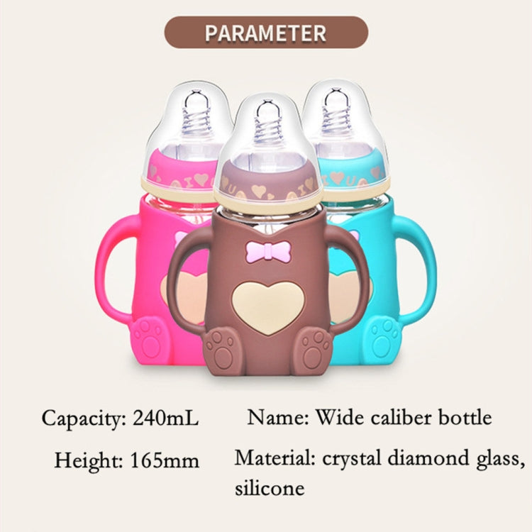 Baby Silicone Glass Bottles Drop-proof and Flatulence-proof Glass Baby Bottle