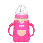 Baby Silicone Glass Bottles Drop-proof and Flatulence-proof Glass Baby Bottle