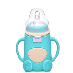 Baby Silicone Glass Bottles Drop-proof and Flatulence-proof Glass Baby Bottle