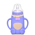 Baby Silicone Glass Bottles Drop-proof and Flatulence-proof Glass Baby Bottle