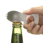 Outdoor Multifunctional Camping Spoon Stainless Steel Tableware Portable Picnic Tableware Fork And Spoon, Light Grey, Black