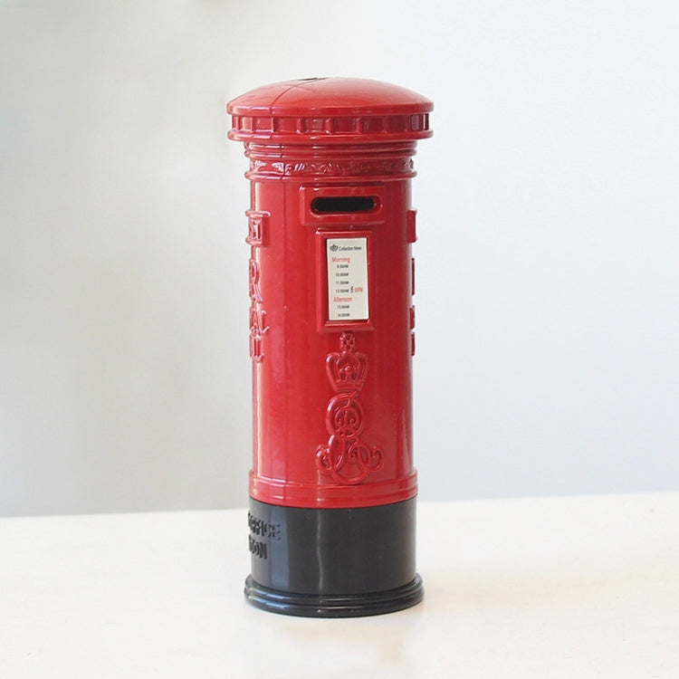 Retro Tin Alloy Telephone Booth Postbox Piggy Bank Decoration, Mailbox