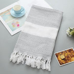 Striped Cotton Bath Towel With Tassels Thin Travel Camping Bath Sauna Beach Gym Pool Blanket Absorbent Easy Care