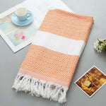Striped Cotton Bath Towel With Tassels Thin Travel Camping Bath Sauna Beach Gym Pool Blanket Absorbent Easy Care