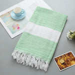 Striped Cotton Bath Towel With Tassels Thin Travel Camping Bath Sauna Beach Gym Pool Blanket Absorbent Easy Care