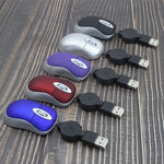 Mini Computer Mouse Retractable USB Cable Optical Ergonomic1600 DPI Portable Small Mice for Laptop