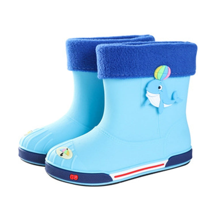 Children Non-Slip Plus Velvet Warm Cartoon Short Rain Boots, Inner Length 15cm With Cotton Cover, Inner Length 16cm With Cotton Cover, Inner Length 17cm With Cotton Cover, Inner Length 18cm With Cotton Cover, Inner Length 19cm With Cotton Cover        ...