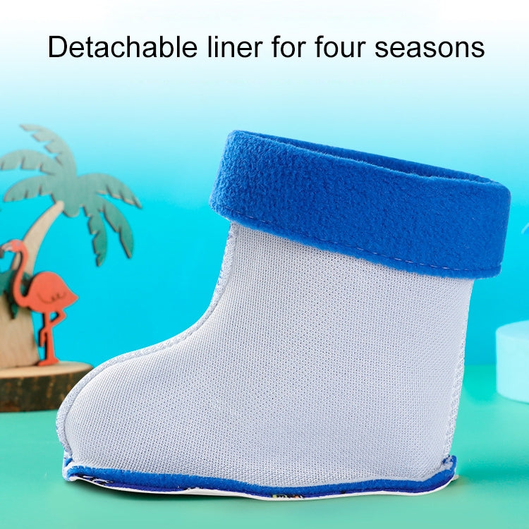 Children Non-Slip Plus Velvet Warm Cartoon Short Rain Boots, Inner Length 15cm With Cotton Cover, Inner Length 16cm With Cotton Cover, Inner Length 17cm With Cotton Cover, Inner Length 18cm With Cotton Cover, Inner Length 19cm With Cotton Cover        ...