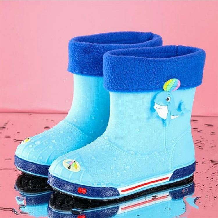 Children Non-Slip Plus Velvet Warm Cartoon Short Rain Boots, Inner Length 15cm With Cotton Cover, Inner Length 16cm With Cotton Cover, Inner Length 17cm With Cotton Cover, Inner Length 18cm With Cotton Cover, Inner Length 19cm With Cotton Cover        ...