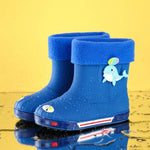 Children Non-Slip Plus Velvet Warm Cartoon Short Rain Boots, Inner Length 15cm With Cotton Cover, Inner Length 16cm With Cotton Cover, Inner Length 17cm With Cotton Cover, Inner Length 18cm With Cotton Cover, Inner Length 19cm With Cotton Cover        ...