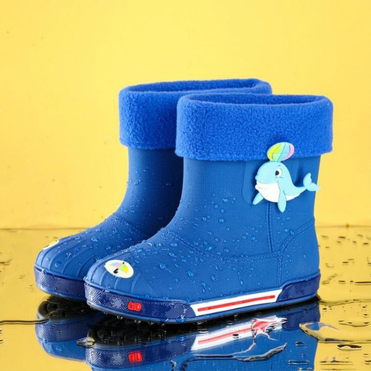 Children Non-Slip Plus Velvet Warm Cartoon Short Rain Boots, Inner Length 15cm With Cotton Cover, Inner Length 16cm With Cotton Cover, Inner Length 17cm With Cotton Cover, Inner Length 18cm With Cotton Cover, Inner Length 19cm With Cotton Cover        ...